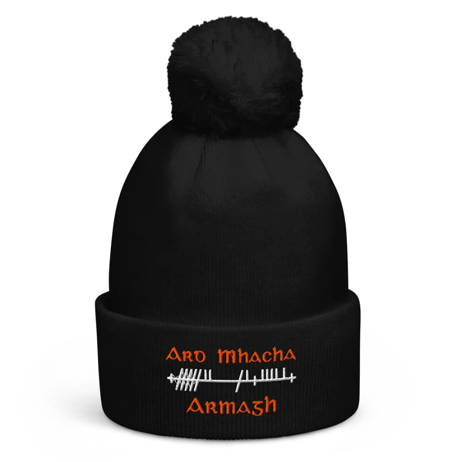 Armagh/Ard Mhacha Orthodox Style Ogham embroidered Pom-Pom Beanie product image (1)