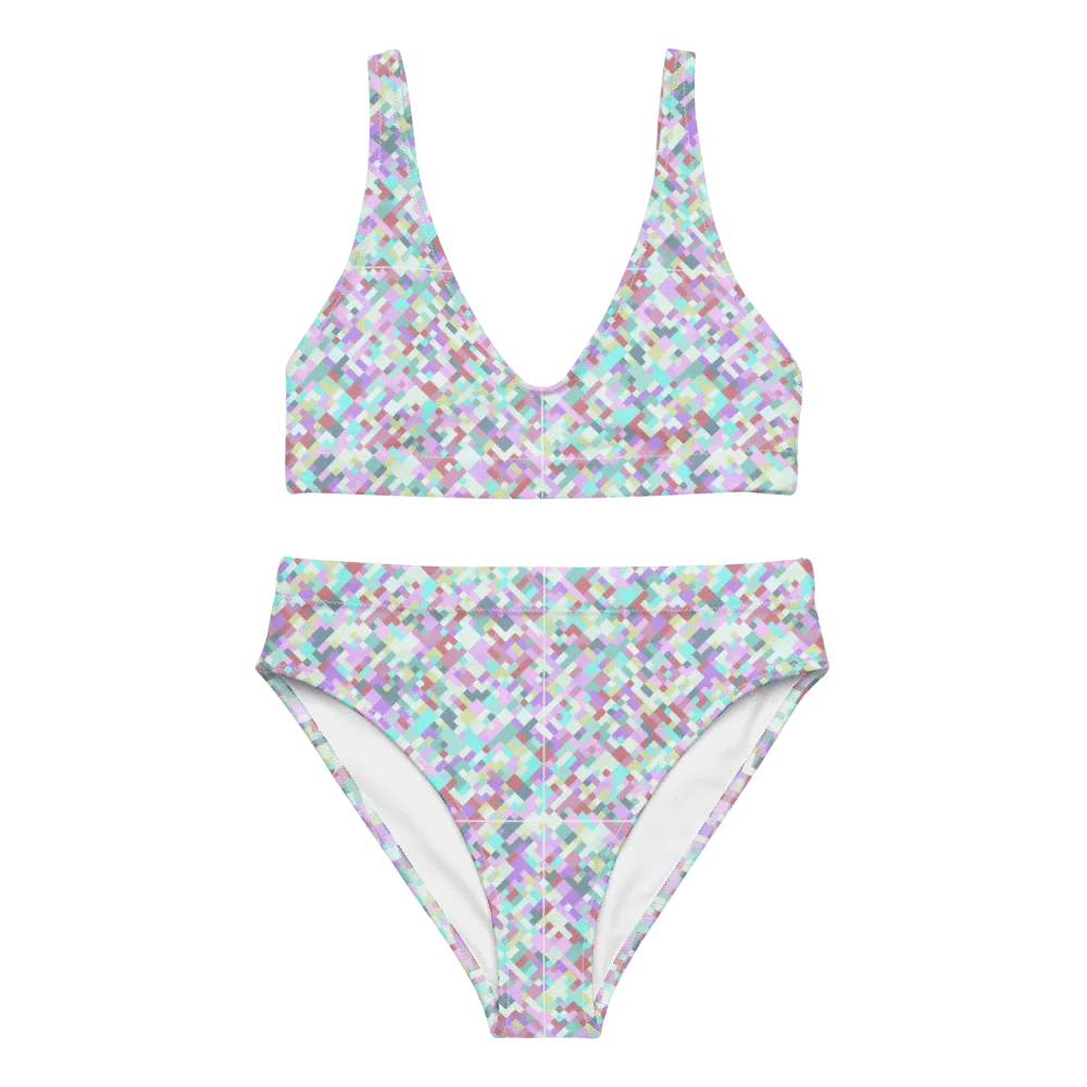 Colorful Mosaic Pattern Design High Waisted Bikini - v6 product image (9)
