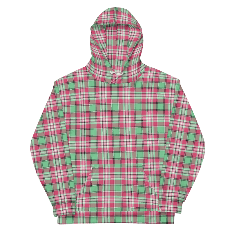 Mint Green and Pink Plaid Hoodie product image (6)