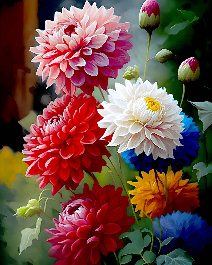 Enchanting Dahlia Array - Elegant Floral Artistry Matte Poster product image (1)