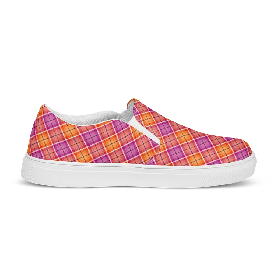 Bright Orange and Pink Plaid Women's Slip-On Shoes product image (5)