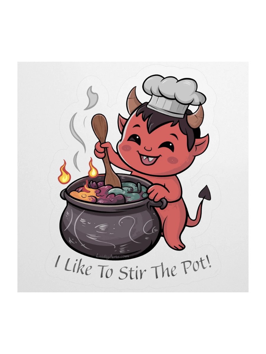 I Like To Stir The Pot Happy Devil Vinyl Sticker product image (2)