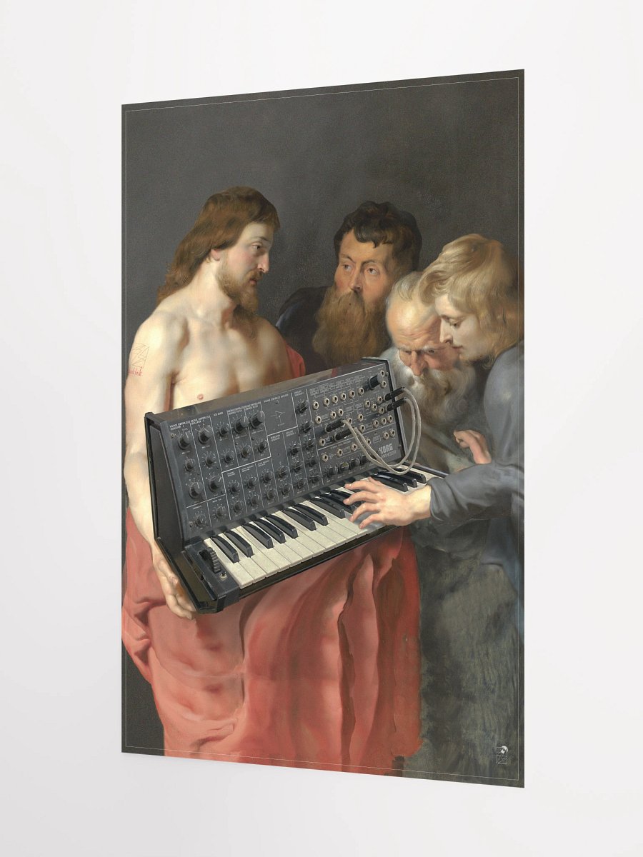 He died for our synths, by Frank Fonik (Japanese Korg MS 20), Techno EDM Matte Paper Poster product image (9)