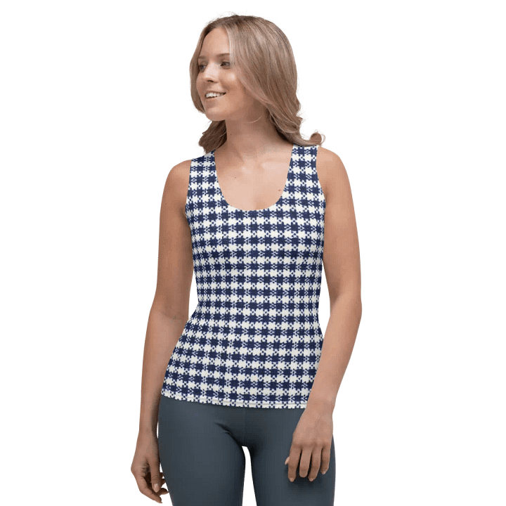 ALL-OVER PRINT BLUE AND WHITE VINTAGE PATTERN WOMEN'S TANK TOP product image (1)