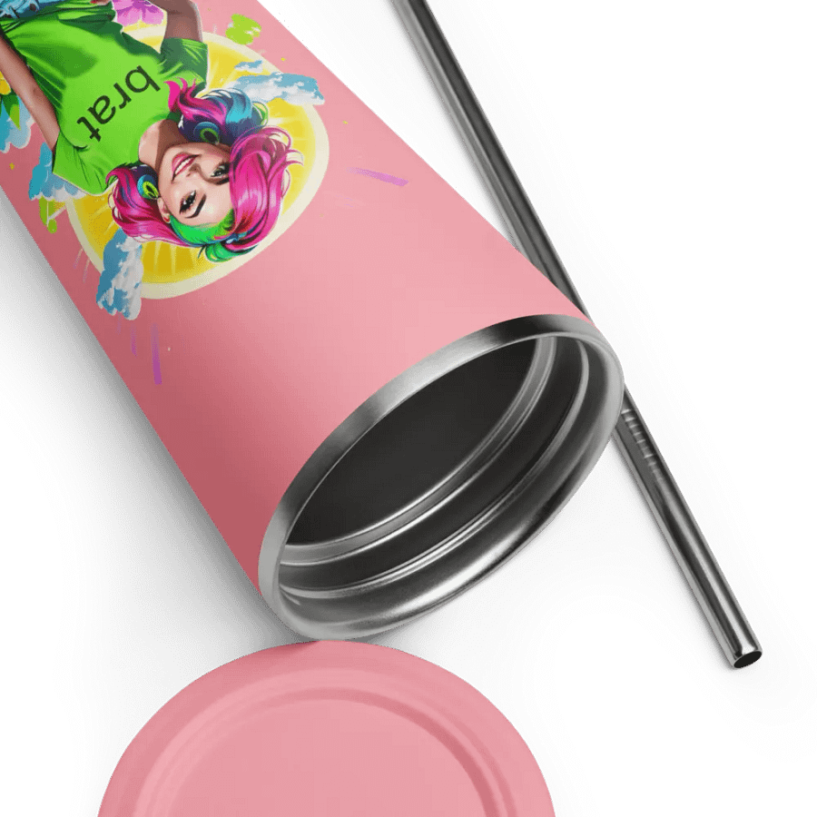 Brat 20 oz Tumbler Cup - Pink - Insulated Tumbler with a Straw v5 product image (9)