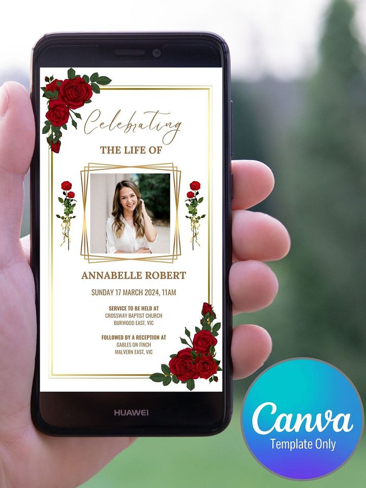 Red Roses Evite Canva Template product image (1)