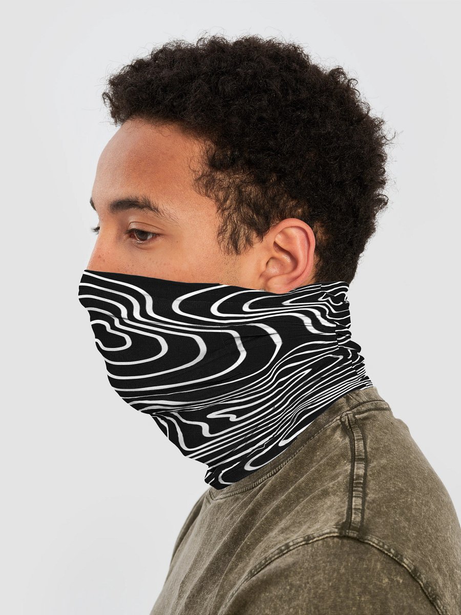 White on Black Topographic Neck Gaiter product image (3)