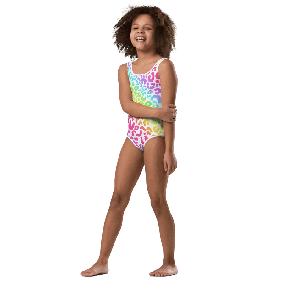 Colorful Swimsuit for Girls, White, Leopard Collection product image (6)