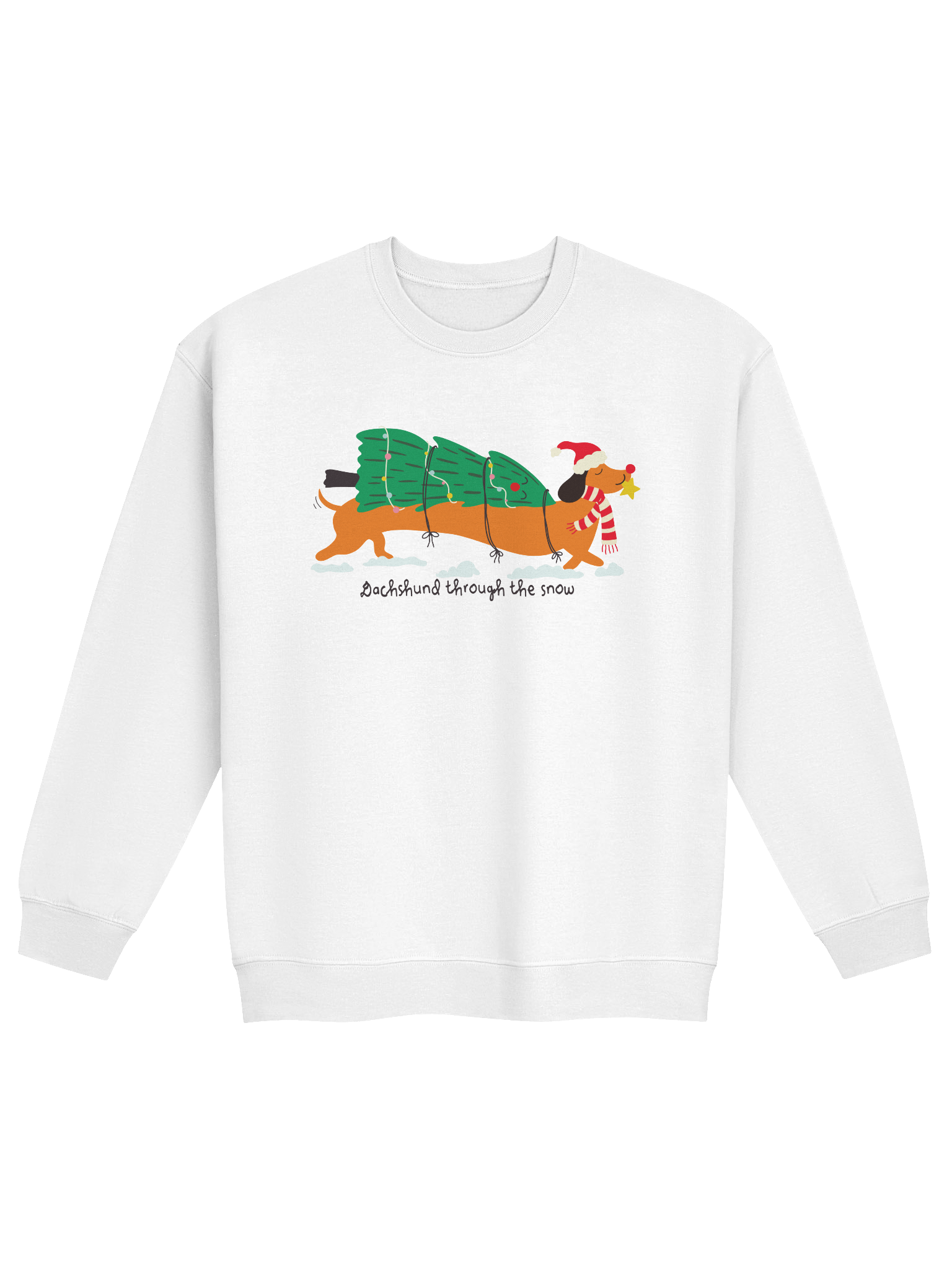 Dachshund Through the Snow Sweatshirt – Festive Tree-Wrapped Doxie product image (1)
