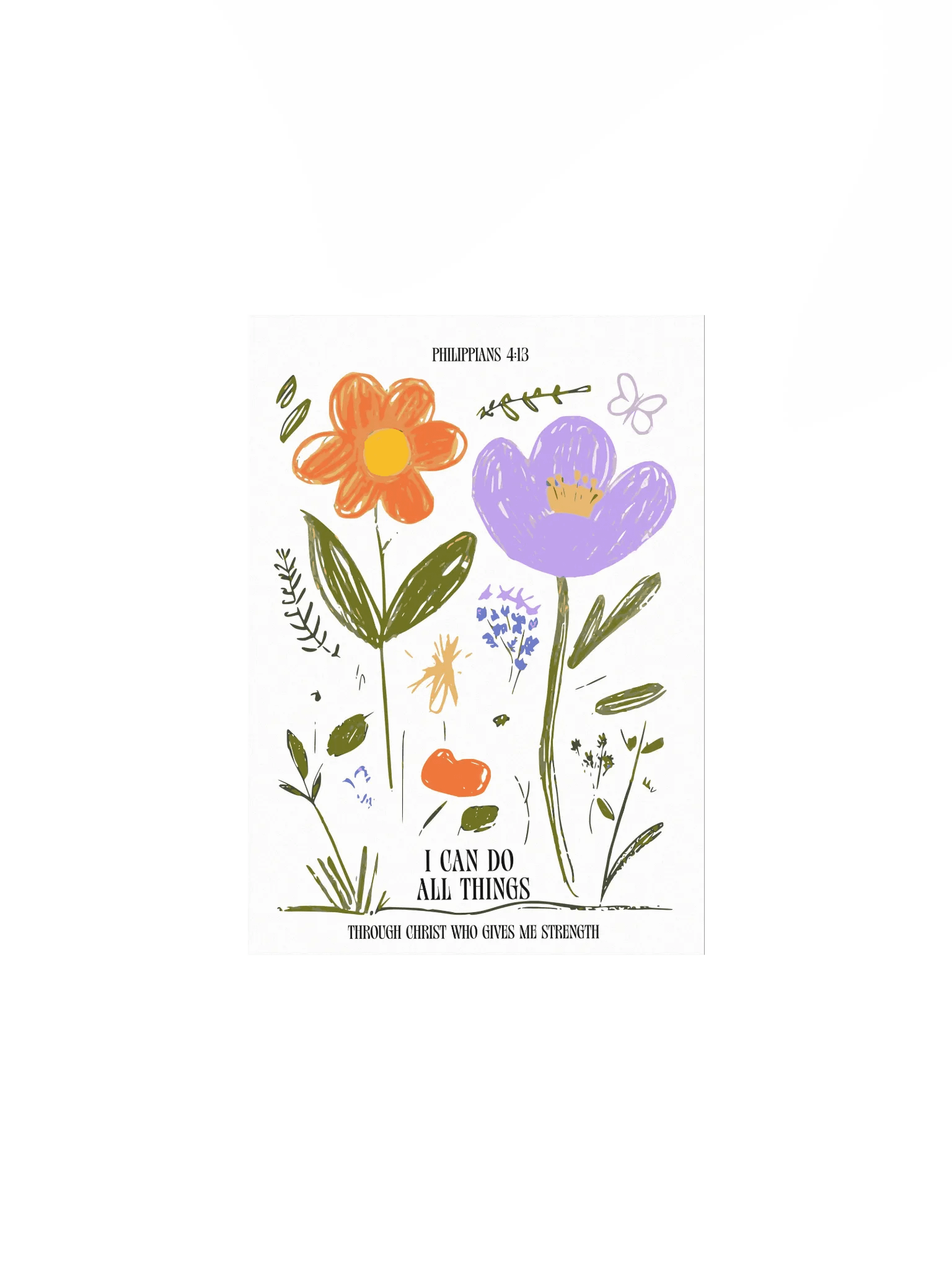 "I Can Do All Things Through Christ" Crayon-Style Wall Art | Kids Room Decor | Christian Inspirational Art | Playful Scripture Decor | Faith-Based Nursery Art product image (4)