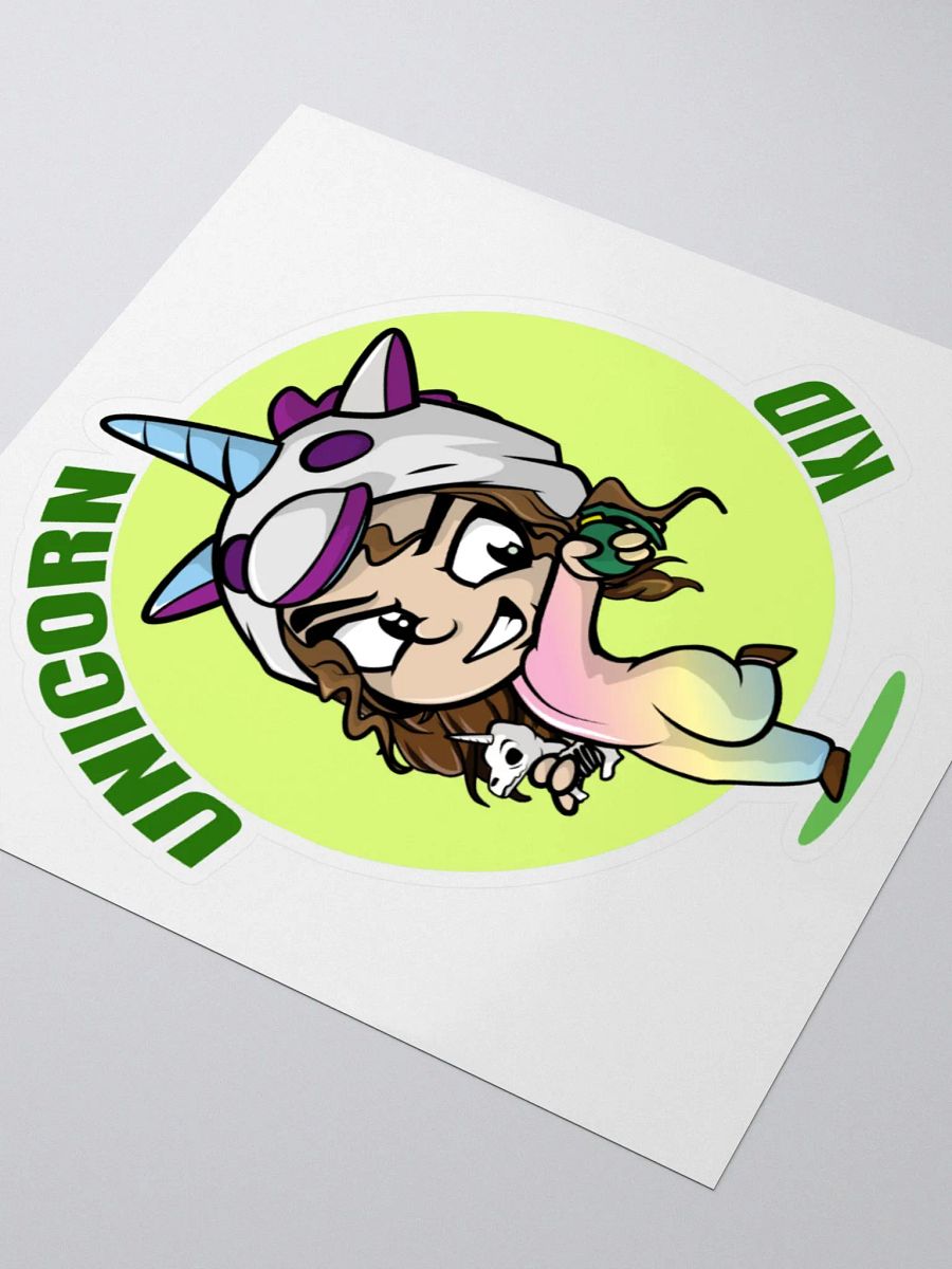 Unicorn Kid Kiss-Cut Sticker Green product image (9)