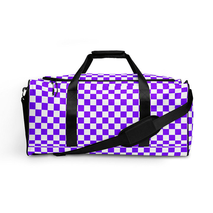 Checkered! Purple and White Checkers Duffel Bag product image (1)