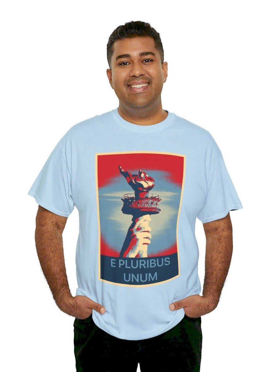 E Pluribus Unum 100% Cotton Patriotic T-Shirt Nonpartisan Blue product image (5)