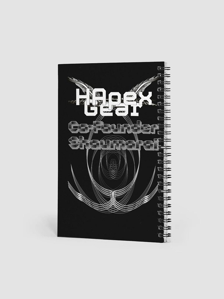 Spiral Notebook - Black - Co Founder Shaumarai - White HApex Gear White Logo product image (2)