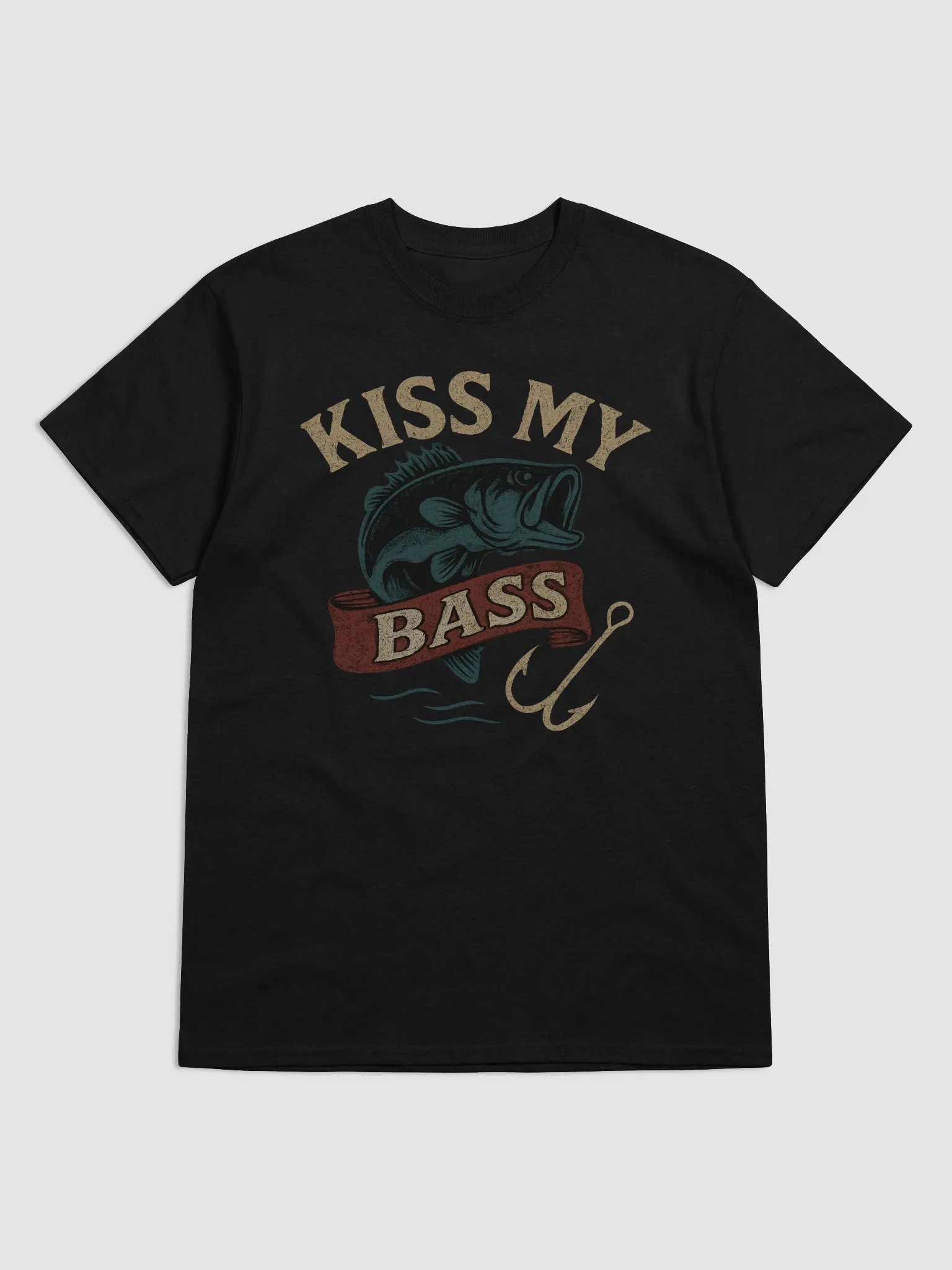 Kiss My Bass Vintage Funny Fishing T-Shirt – Bold Retro Angler Tee product image (1)