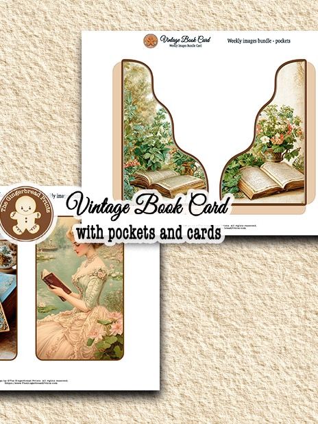 $1 Deal Vintage Book Card v2 Kit Digital Download product image (2)