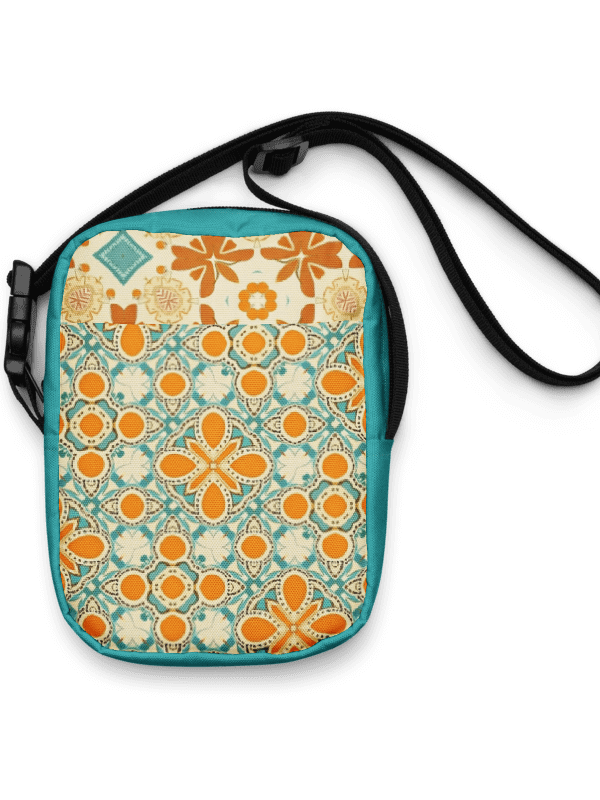 Teal, Orange and Tan Boho Crossbody Bag – Two-Pattern Style product image (1)