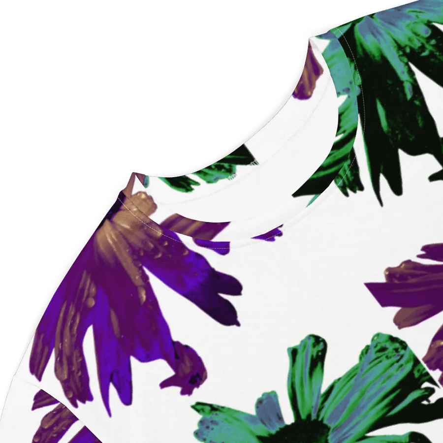 Abstract Green and Hibiscus Daises Ladies T Shirt Dress product image (4)