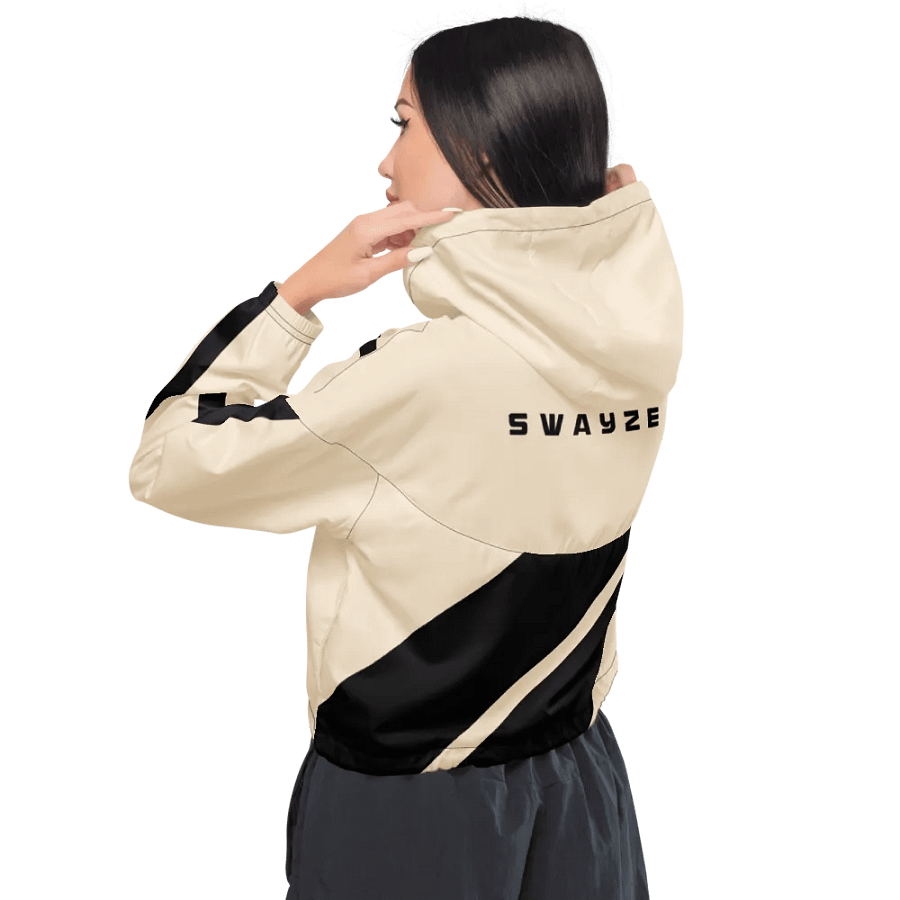 Black Stripes Crop Hoodie Windbreaker product image (5)