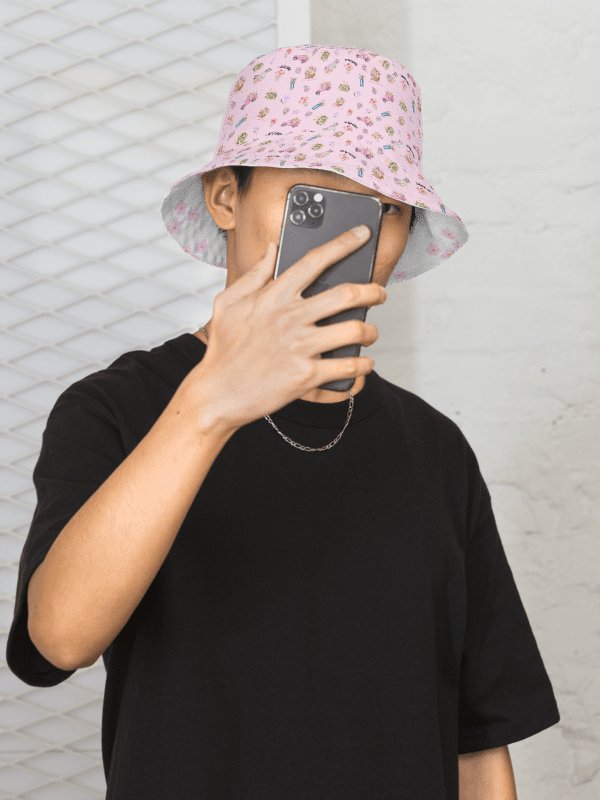 PINK DAISY COTTAGE PATTERN BUCKET HAT REVERSIBLE - Diesen Hut hat niemand ausser Dir ! product image (2)