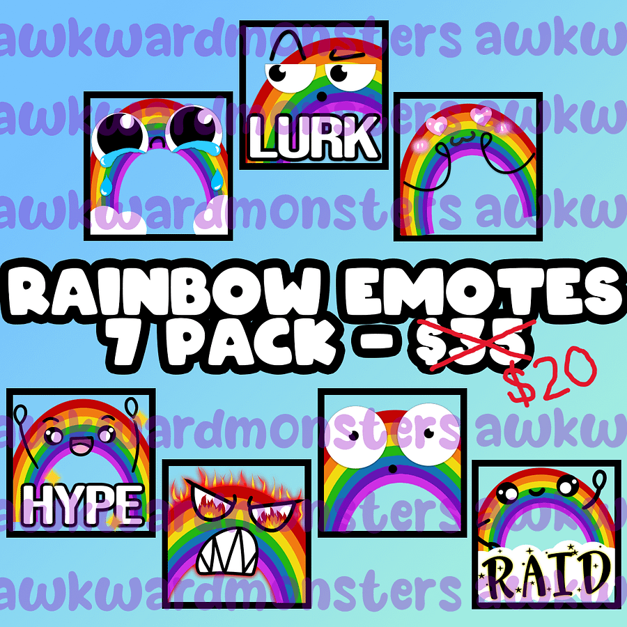 7 Pack of Rainbow Themed Emotes product image (1)