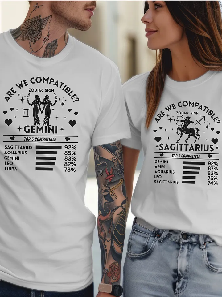 Gemini Zodiac Sign Romantic Compatibility T-Shirt - Bella Canvas 3001 Unisex Staple T-Shirt - Light Colors product image (2)