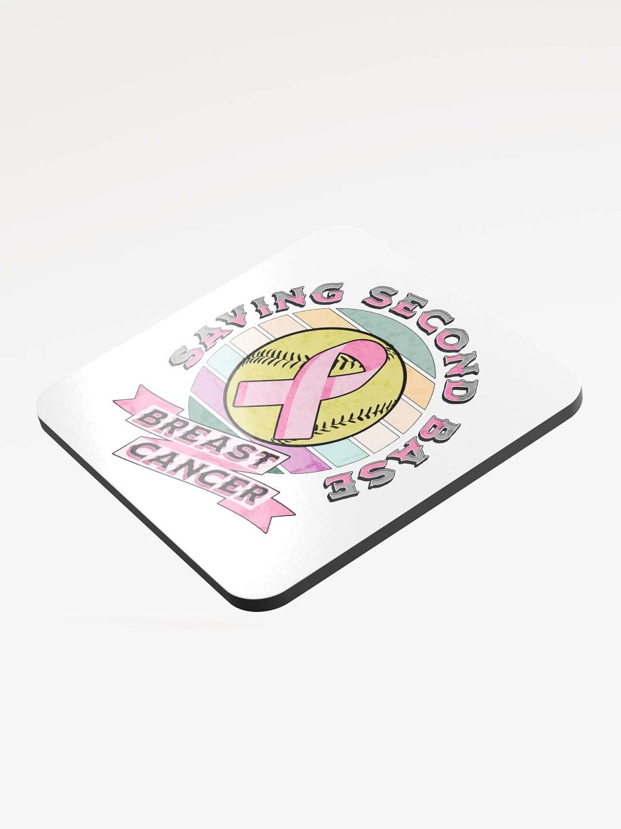 Saving Second Base Breast Cancer Softball Vintage Awareness Coaster product image (4)