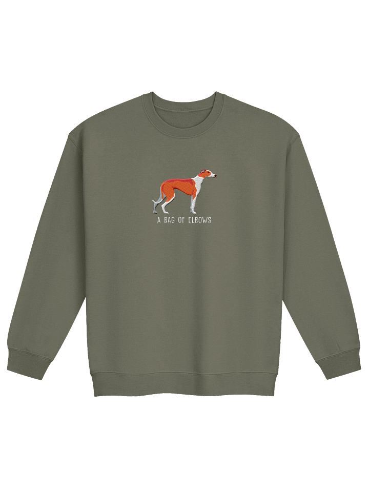 A Bag of Elbows Sweatshirt (Embroidered) of an English Greyhound(Red & White) product image (17)