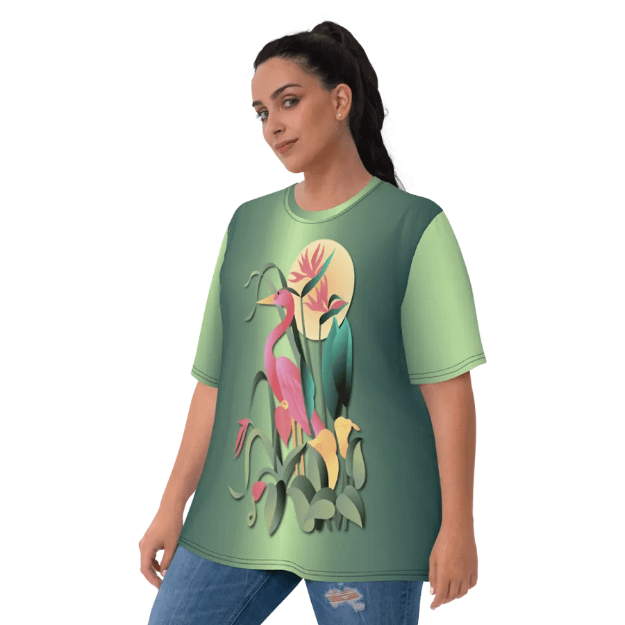 Tropical Floral Flamingo All Over Print T-shirt product image (10)