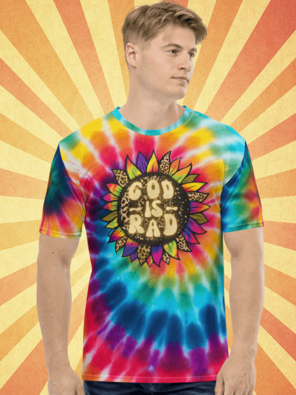 God Is Rad Tie Dye Leopard Sunflower T-Shirt product image (1)