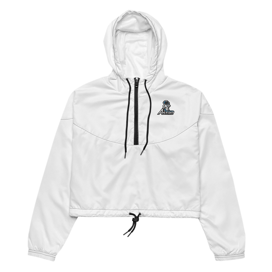 Astro All-Over Print Women’s Cropped Windbreaker - White, Cosmic Design, Lightweight product image (2)