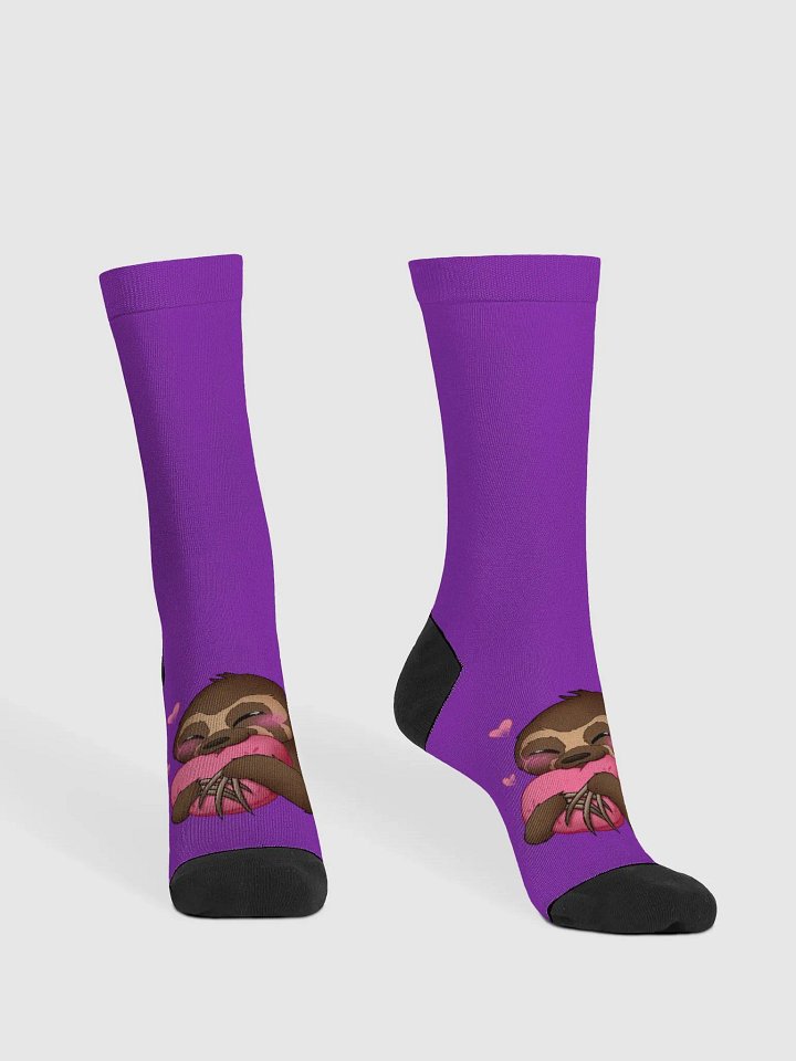 Purple Blushing Sloth Crew Socks product image (2)