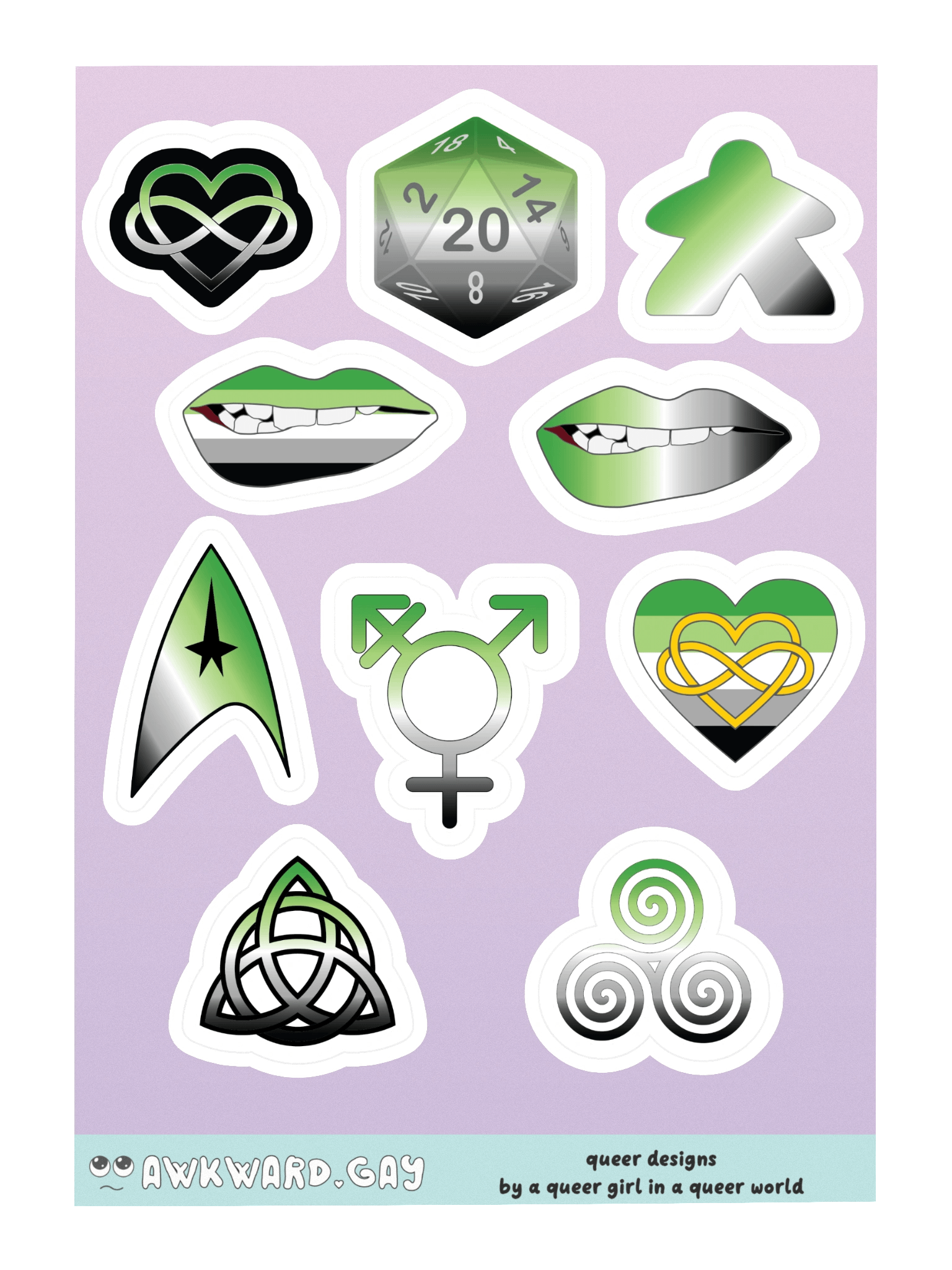 Aromantic Pride Mixed Designs Sticker Sheet product image (3)