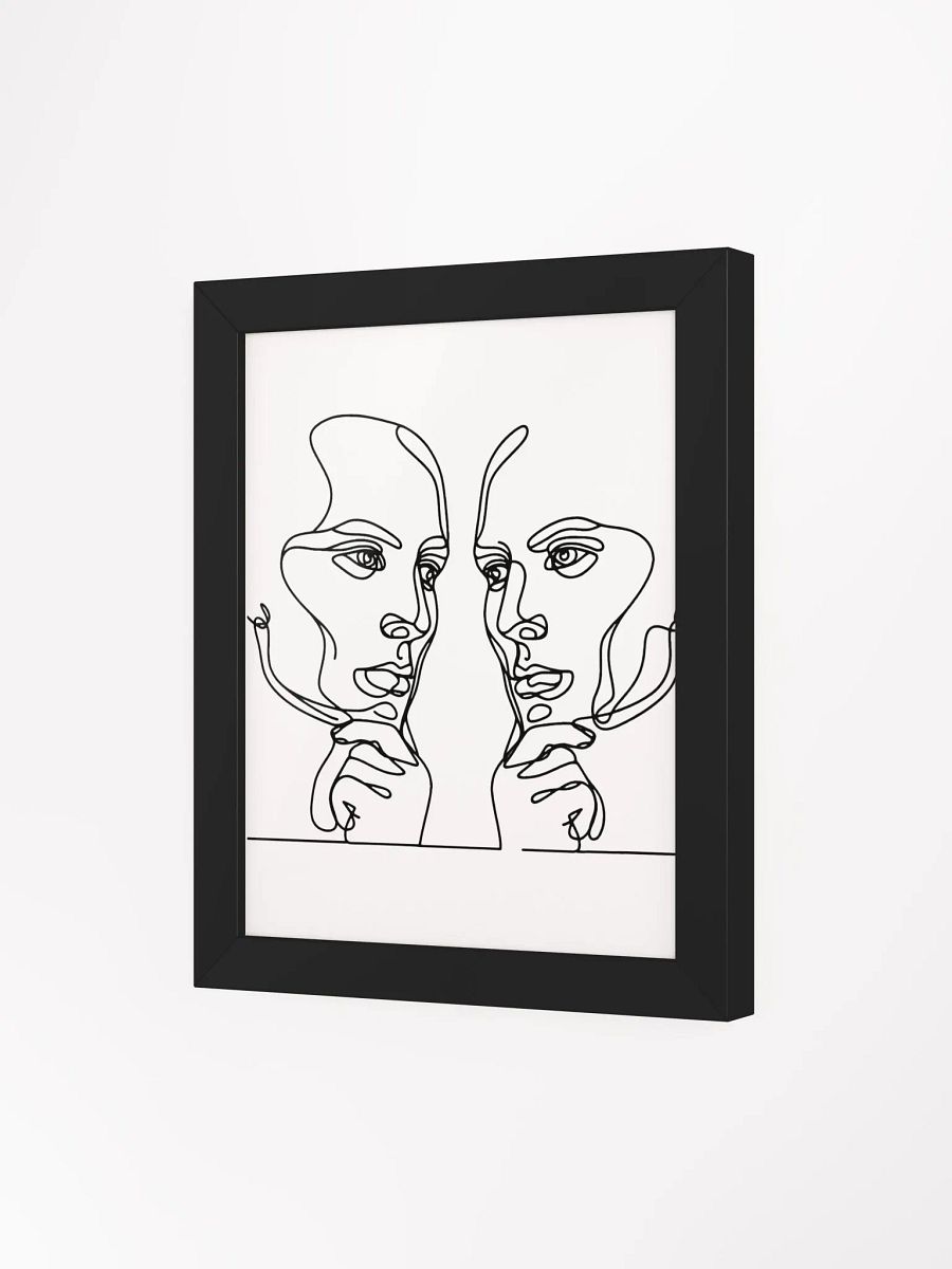 Two Male Thoughtful Faces Line Art Framed Poster product image (30)