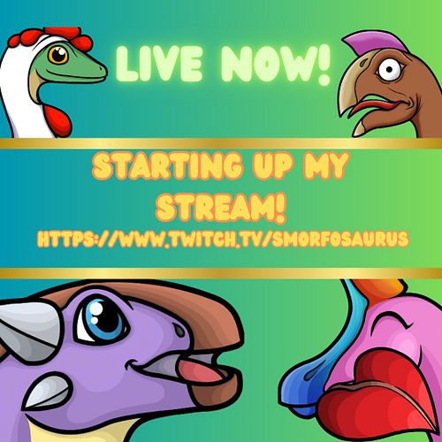 Starting up my streamg! Tonight I'll be working on my dinosaur coloring book of my emotes! Come by, hangout, and have a wonde...