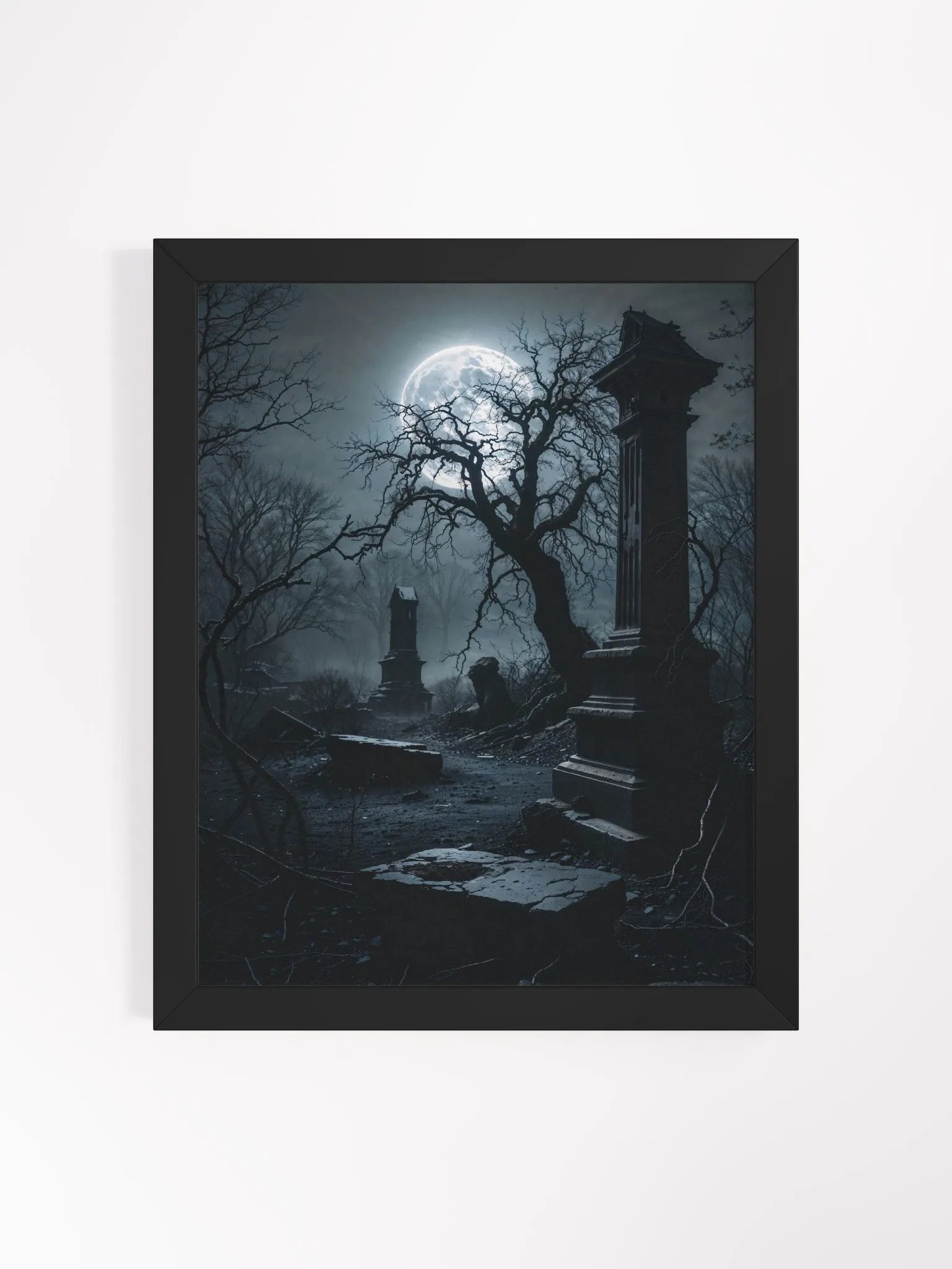 Gothic Moonlit Graveyard Framed Print product image (4)