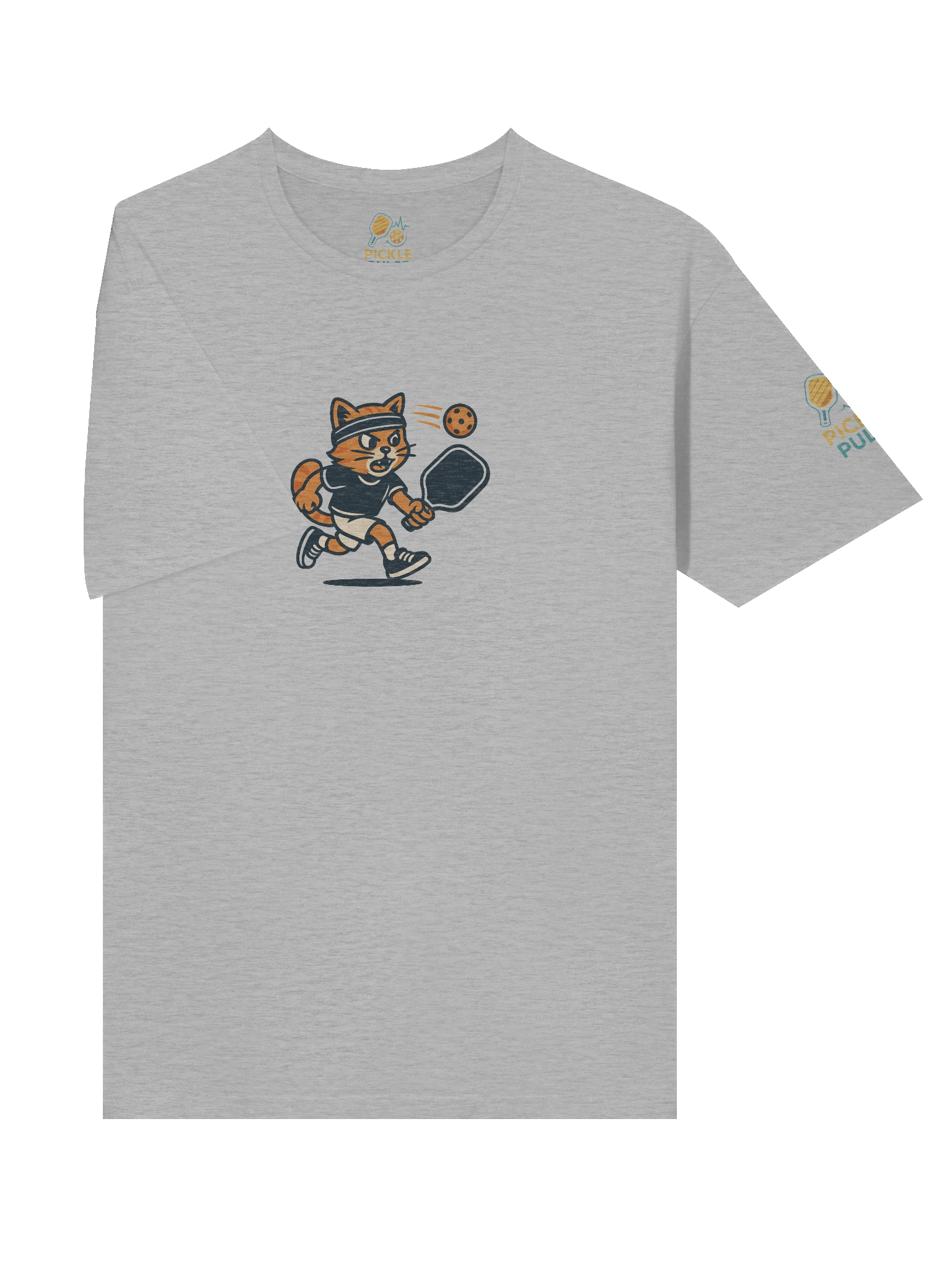 Pickleball Power Cat T-Shirt – Funny Unisex Tee with Fierce Orange Tabby Pickleball Smash Chest Print product image (5)
