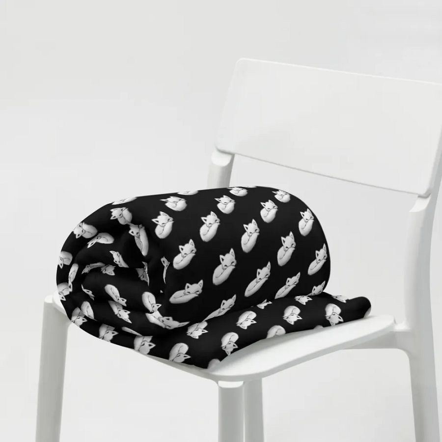 Sleepy Fox Throw Blanket with Black Background product image (10)
