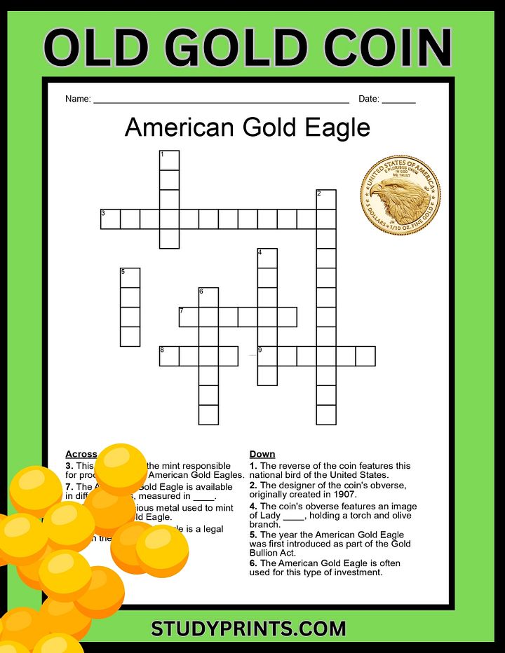 Old Gold Coin Crossword Puzzle - American Gold Eagle product image (1)