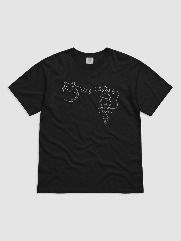 Ding Chilling [5a2] – Chill Capybara & Ice Cream Meme | Hand-Drawn Chess Humor | White Line Art for Dark Colors | T-Shirt product image (1)