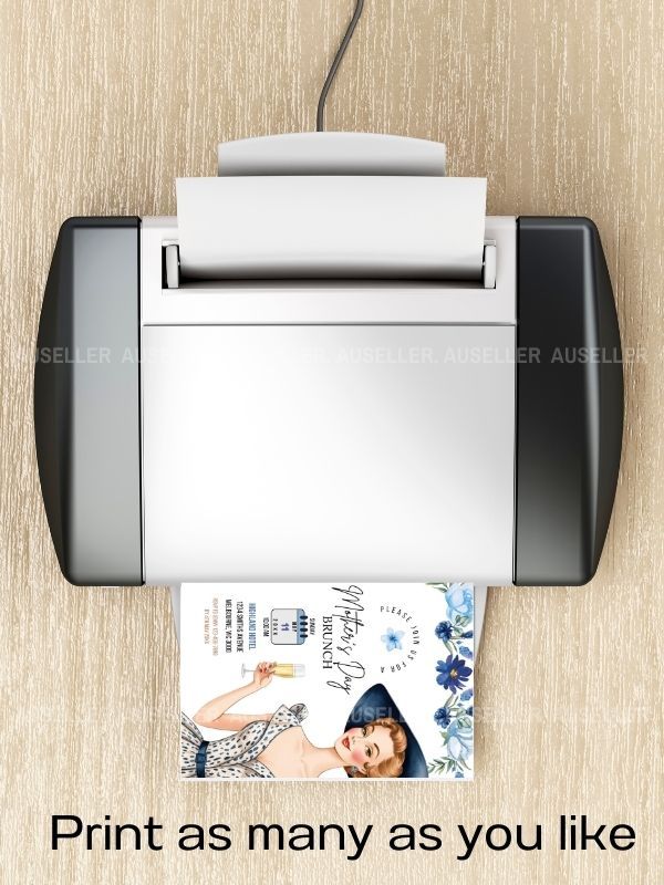Mother's Day Brunch Invitation Bundle - Lady With Blue Hat product image (9)
