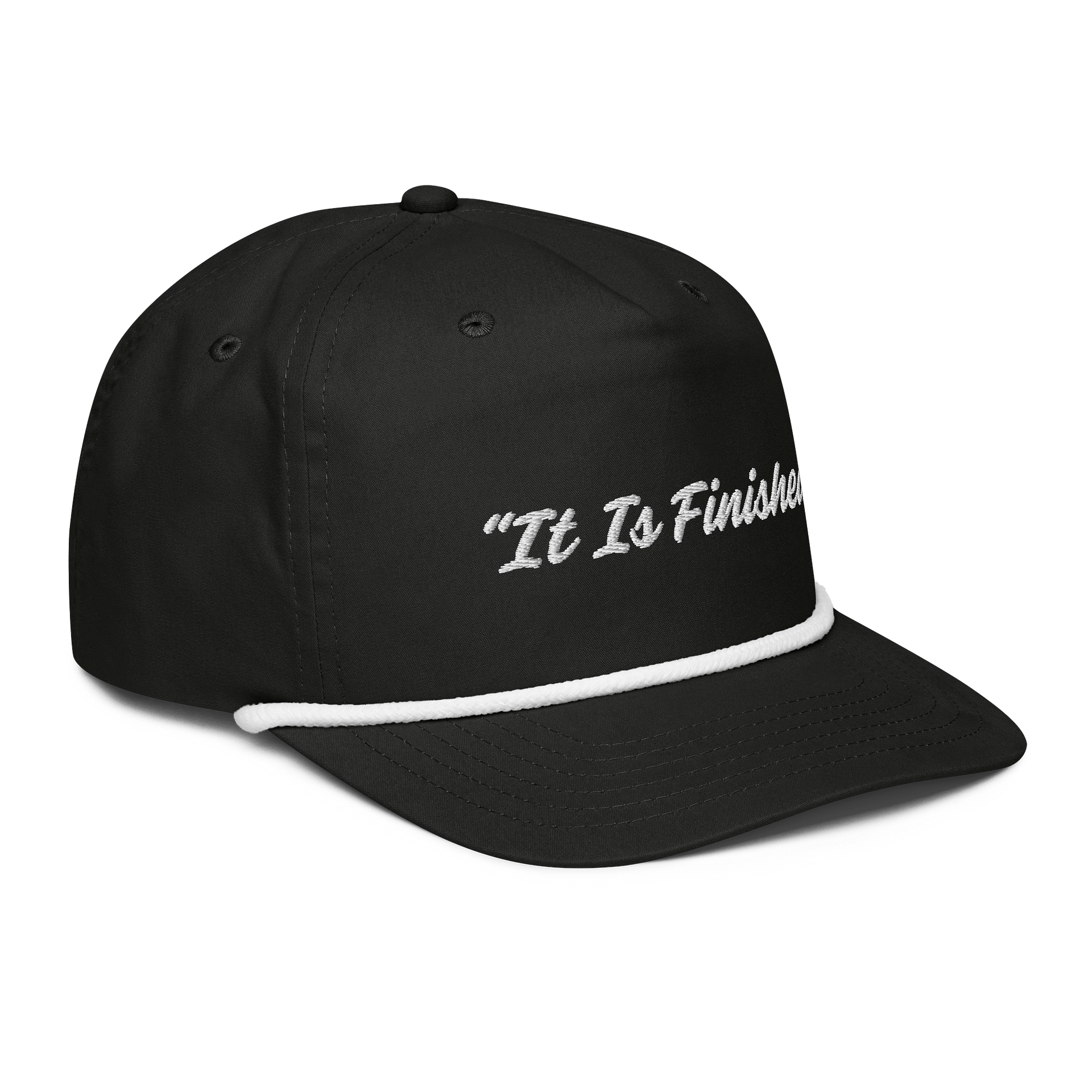 It Is Finished Hat – Minimal Christian Statement Rope Hat product image (4)