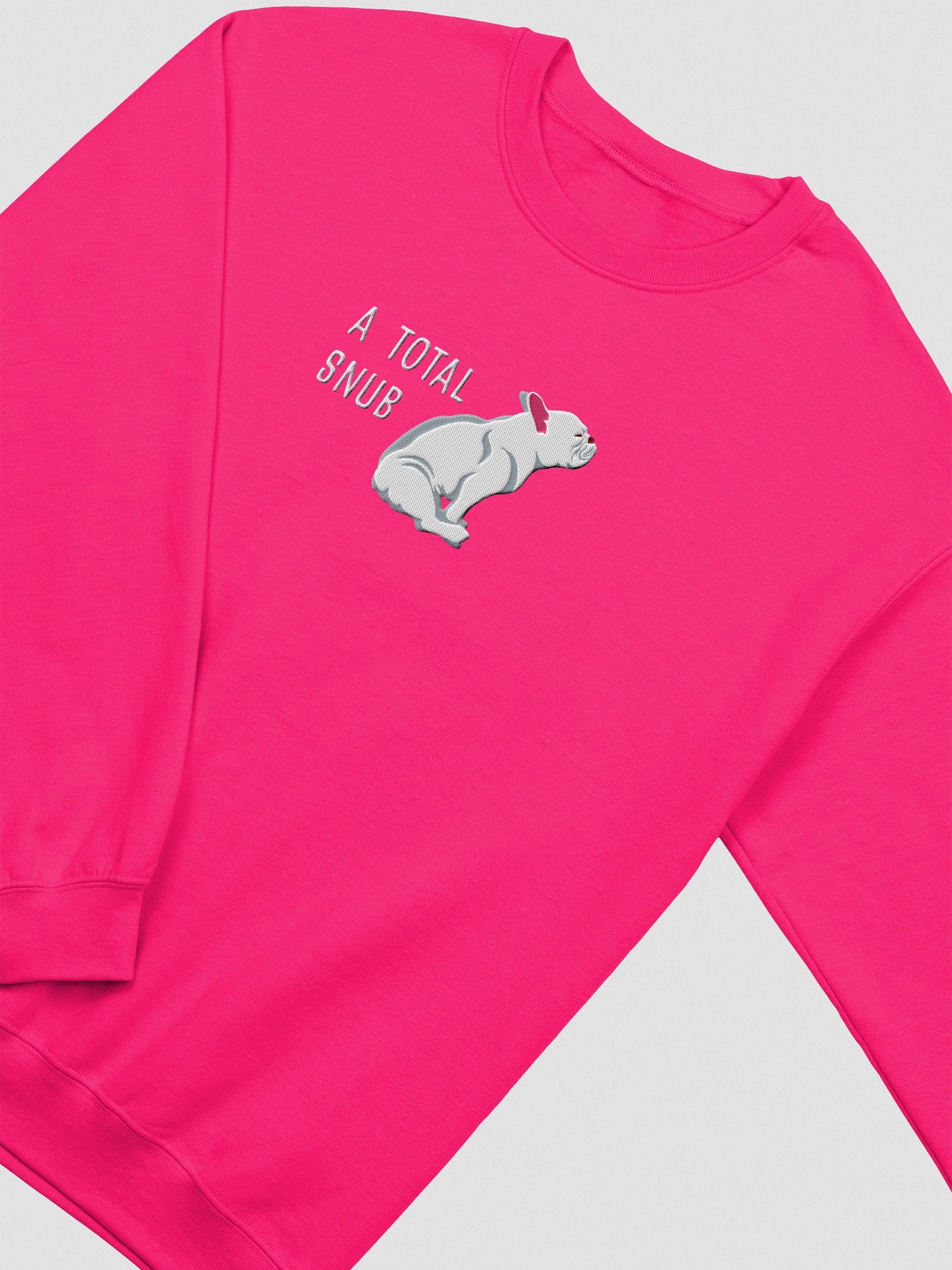 A Total Snub Sweatshirt (Embroidered) of a French Bulldog(White) product image (6)