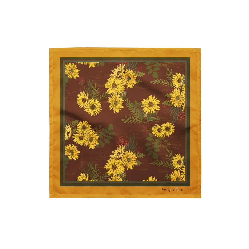“Helianthus Sunflower Amongst the Greens” Bandana with Gold product image (1)