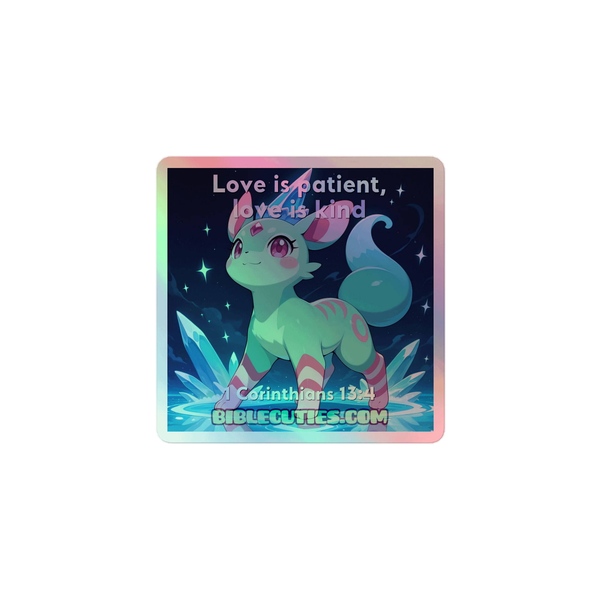 Bible Cuties Mary - Love is Patient Love is Kind Holographic Sticker product image (1)