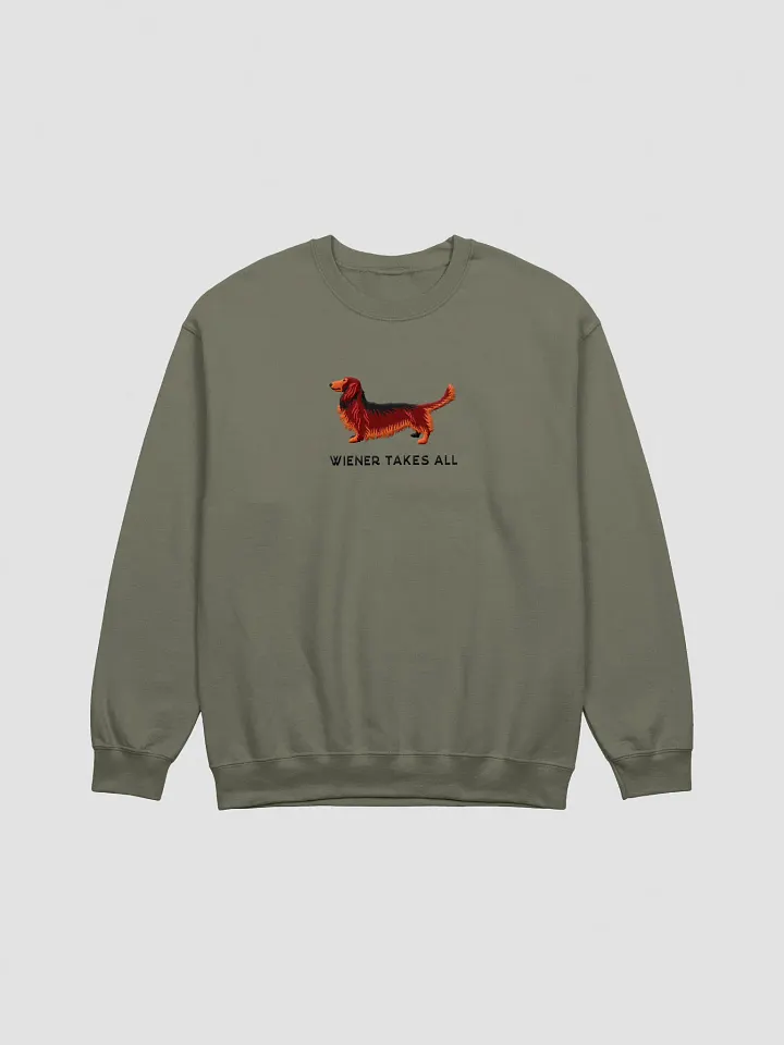 Wiener Takes All Sweatshirt (Embroidered) of a Longhaired Dachshund(Red) product image (7)