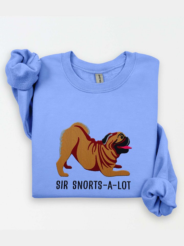 Sir Snorts-A-Lot Sweatshirt (Embroidered) of a Pug(Tan) product image (1)