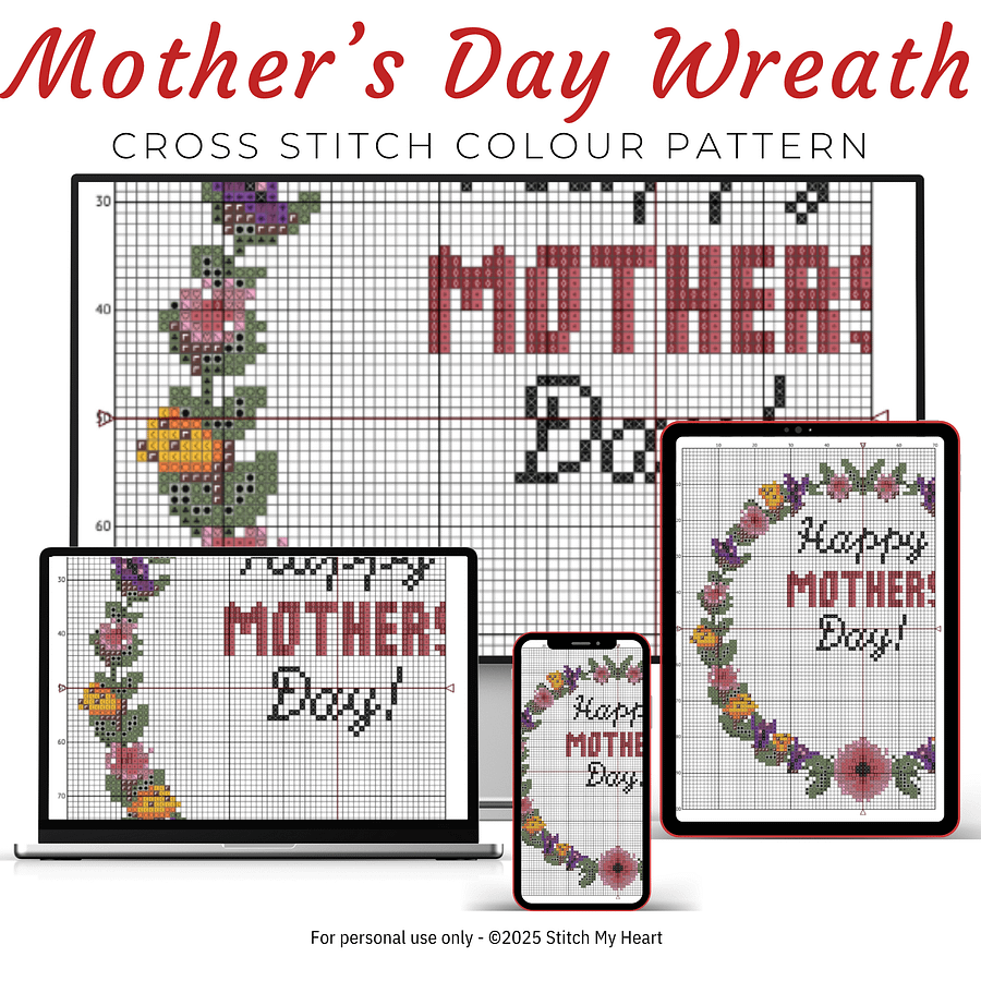 Personalized Happy Mothers Day Cross Stitch Pattern product image (3)