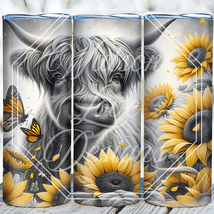 Highlander Cow 20 oz Skinny Tumbler Sublimation Design Digital Download PNG Instant DIGITAL ONLY, Highland Cow Tumbler Wrap product image (2)