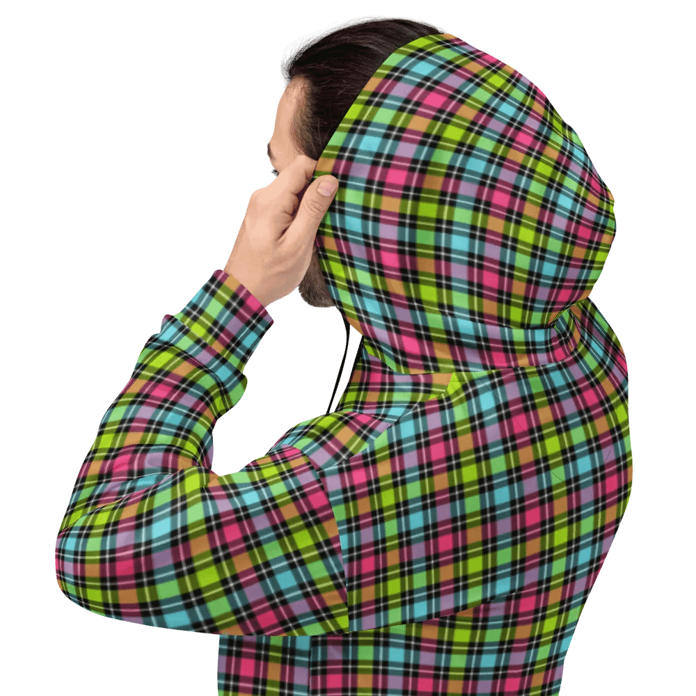 Neon Checkered Plaid Hoodie product image (8)